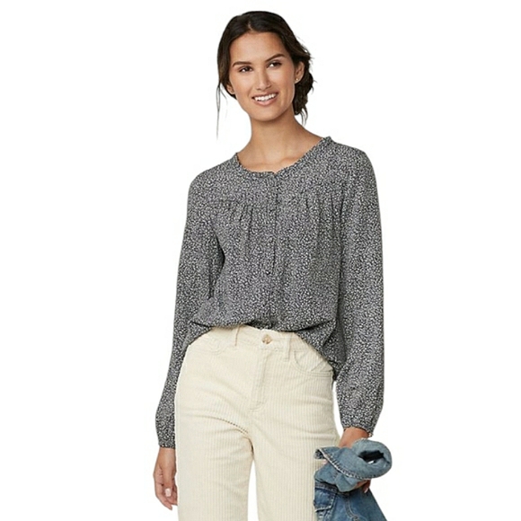 LC Lauren Conrad Oversized Ruffle Prarie Yoke Ditsy Floral Button Down Top XS - Picture 1 of 17